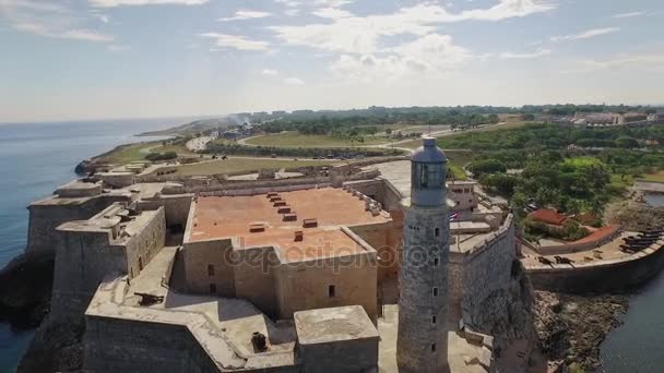 16 luchtfoto Morro Castle Caribische zee Havana Stad Cuba — Stockvideo