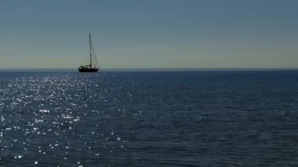 Sailing Boat And Sea At Early Morning In Sardinia Italy — Stock Video