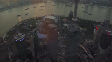 Manzara Çin Asya'daki Shanghai kuleden Bund yakınındaki