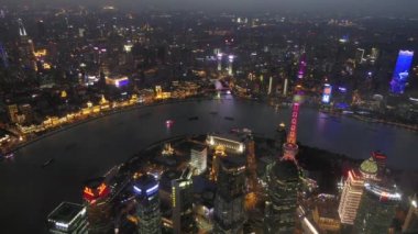Çin Asya'daki Shanghai kuleden Bund Timelapse