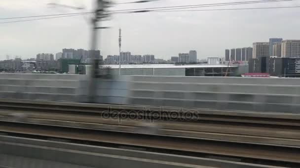 Reizen tussen Shanghai en Suzhou China Chinese hogesnelheidstrein — Stockvideo