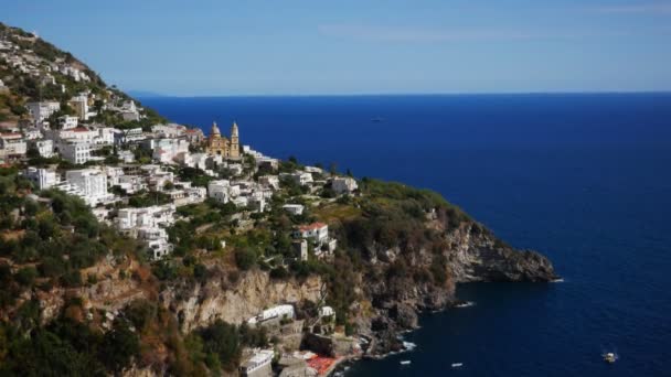 Sea And City Of Positano Along Amalfi Coast Italy — Stock Video