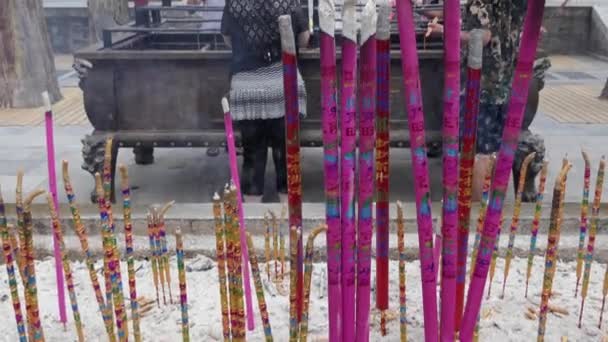 Tianshui Chine Juillet 2017 Bâtonnets Encens Brûlant Temple Fuxi Fuxi — Video