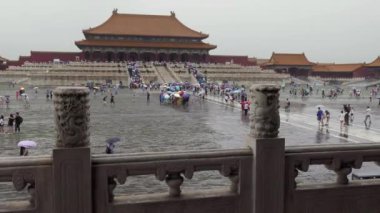 Beijing, Çin - Temmuz 2017 - kalabalık, insanlar, Pekin, Çin, Asya yasak şehir içinde Yüce armoniye Hall gelen turist. Seyahat, tatil, turizm