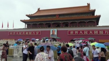 Beijing, Çin - Temmuz 2017 - kalabalık, insanlar, Pekin, Çin, Asya yasak şehir giriş kapısında turist. Seyahat, tatil, turizm