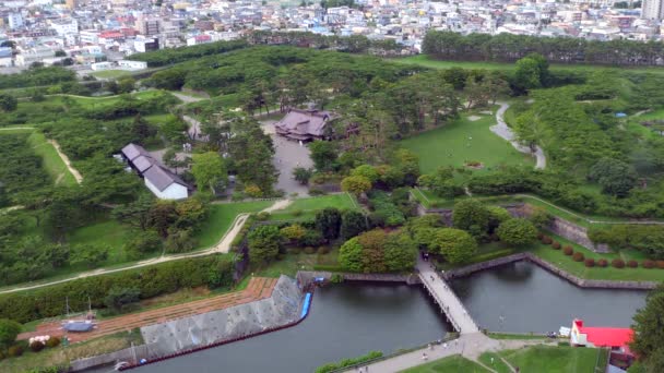 Goryokaku Fästning Hakodate Hokkaido Japan Asien Japanskt Stadslandskap Asiatiskt Landmärke — Stockvideo