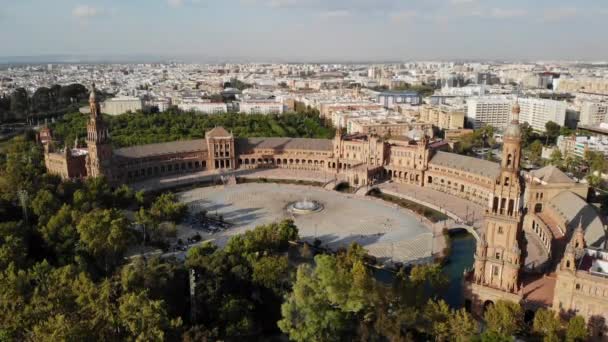 Vista aérea da Plaza De Espana em Sevilha Espanha — Vídeo de Stock