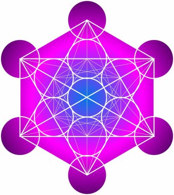 Kutsal Geometri - Metatron Küpü - Mor desen, Vektör İllüzyonu
