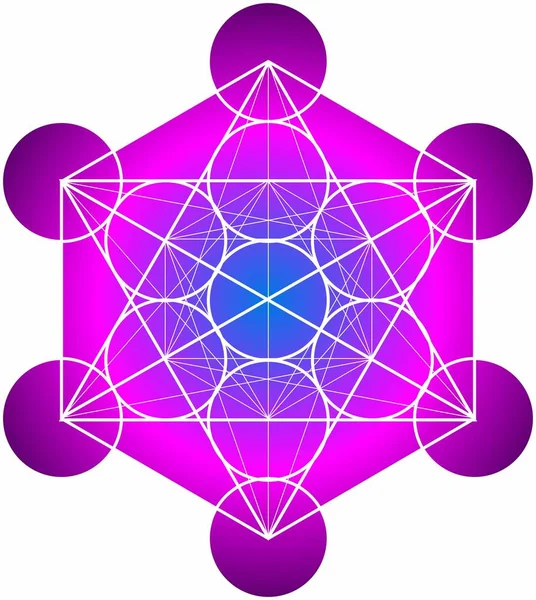 Sacred Geometry Metatron Cube Purple Pattern Vector Illustration — Stockový vektor