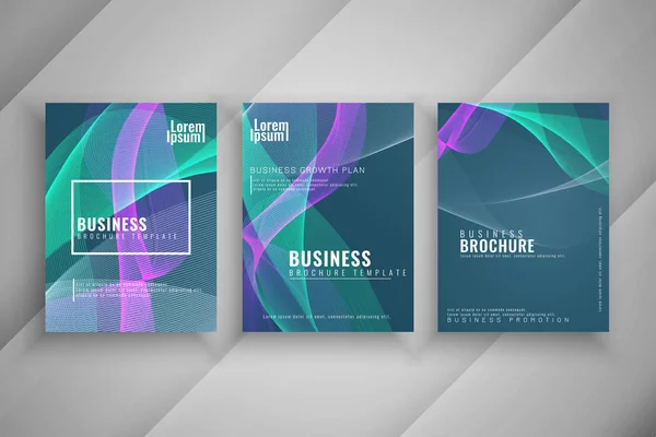 Abstract kleurrijk golvende zakelijke brochure set — Stockvector