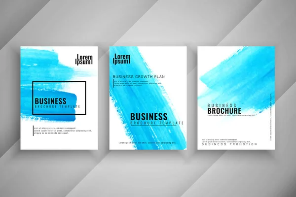 Abstract blue watercolor business brochure set — Stock Vector