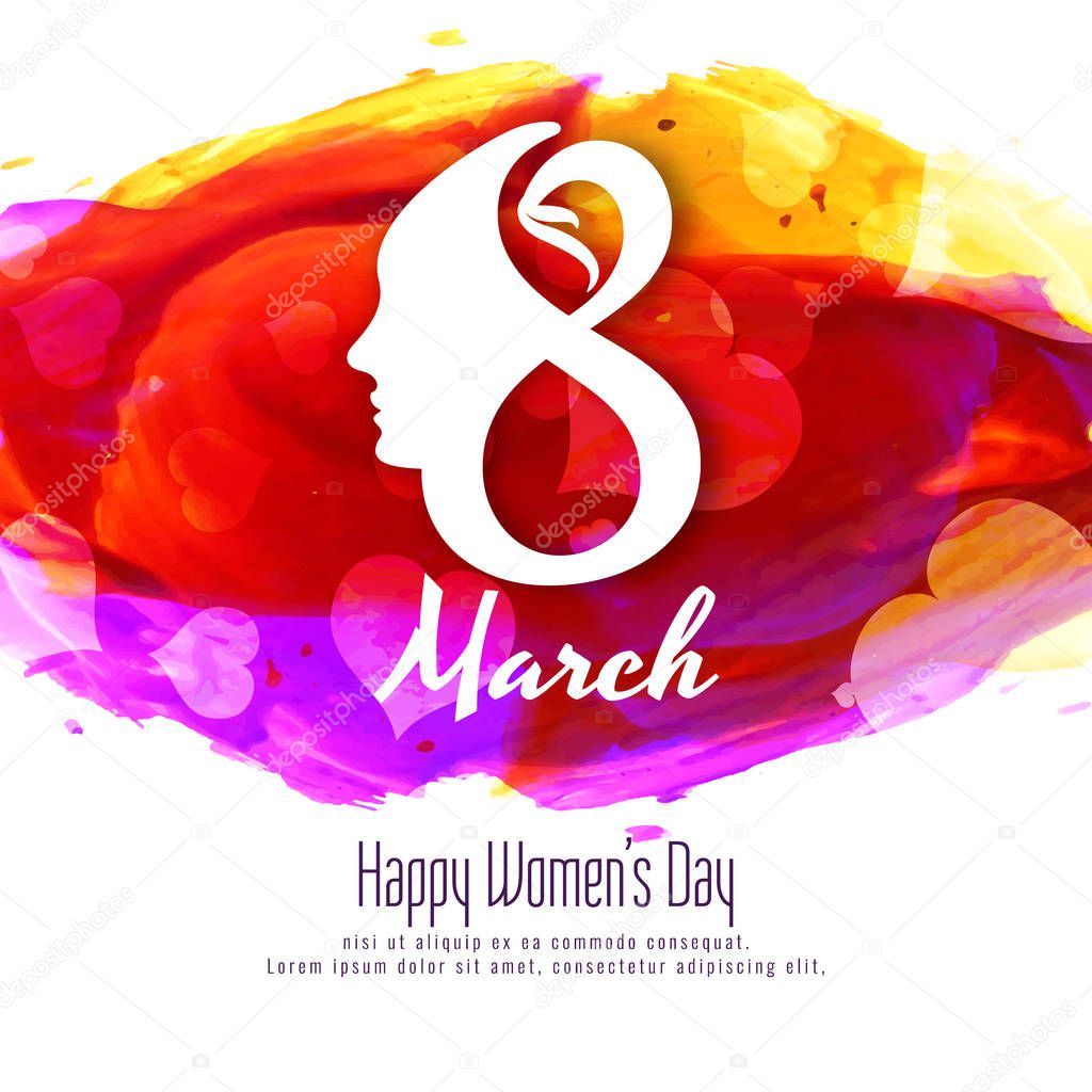 Abstract Happy Women's Day colorful watercolor background design