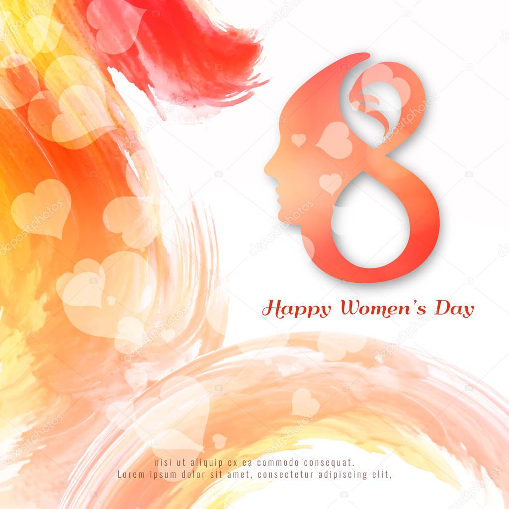 Abstract Happy Women's Day colorful watercolor background design