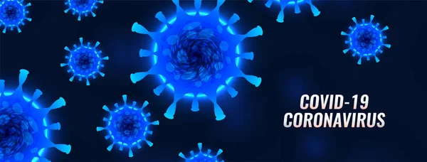 Covid Koronavirus Banner Vektorem Virových Buněk — Stockový vektor