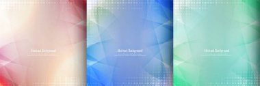 Üç modern geometrik arkaplan vektörü kümesi