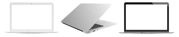 Pantalla en blanco y negro portátil PC maqueta. Vector — Vector de stock