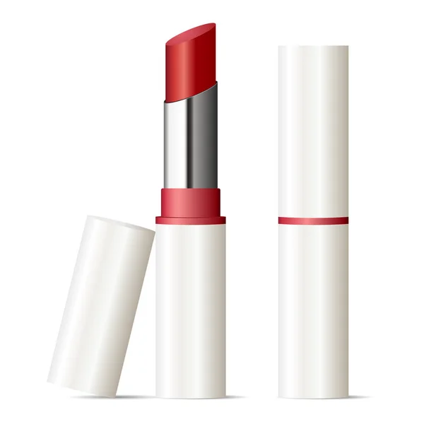 Moderna maqueta de pintalabios. Maquillaje anuncios cosméticos . — Vector de stock