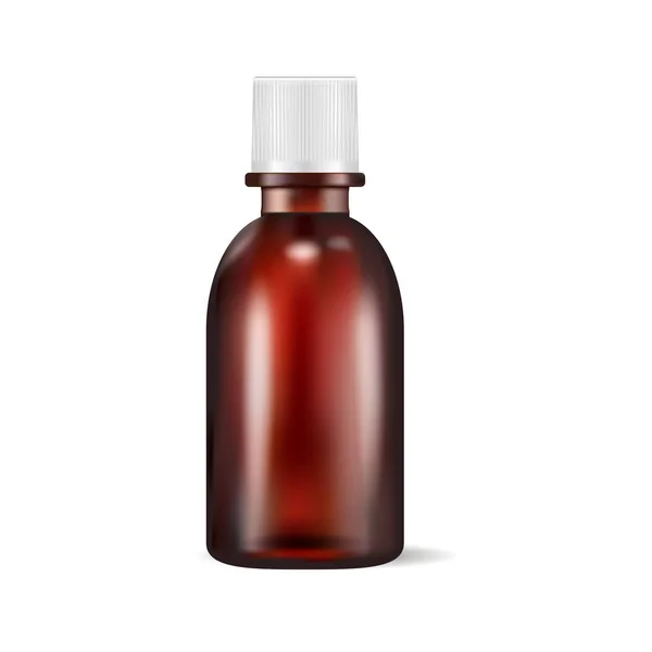 Barna üveg orvosi palack üveg elszigetelt fehér — Stock Vector