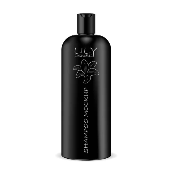 Cosmetic shampoo mockup bottle in black. Isolated — Stock Vector