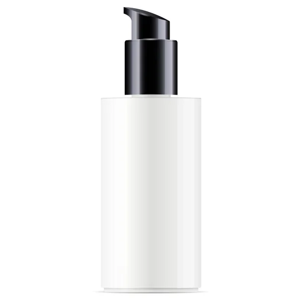 Witte cosmetische fles met zwarte pomp dispenser — Stockvector