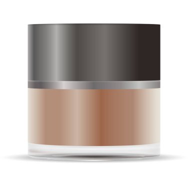 Gri plastik kapaklı yuvarlak kahverengi cam kavanoz.