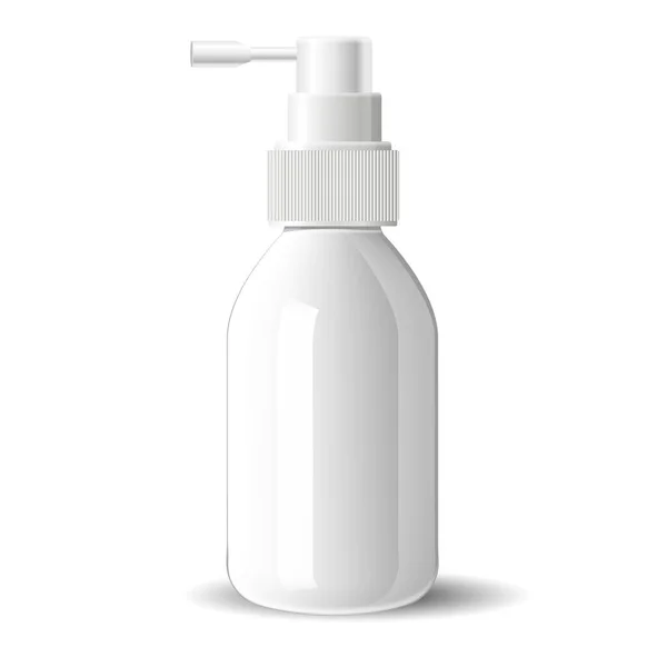 Maqueta de botella cosmética de spray de vidrio blanco. Vector — Vector de stock