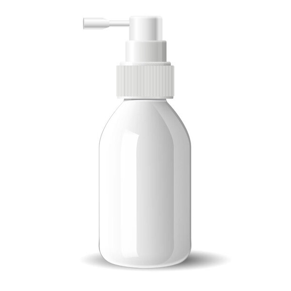 White glass spray cosmetic bottle mockup. Vector
