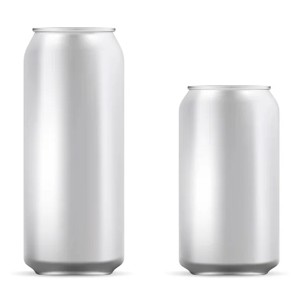 Aluminiowe puszki ustawiają makietę na piwo, sodę, lemoniadę — Wektor stockowy