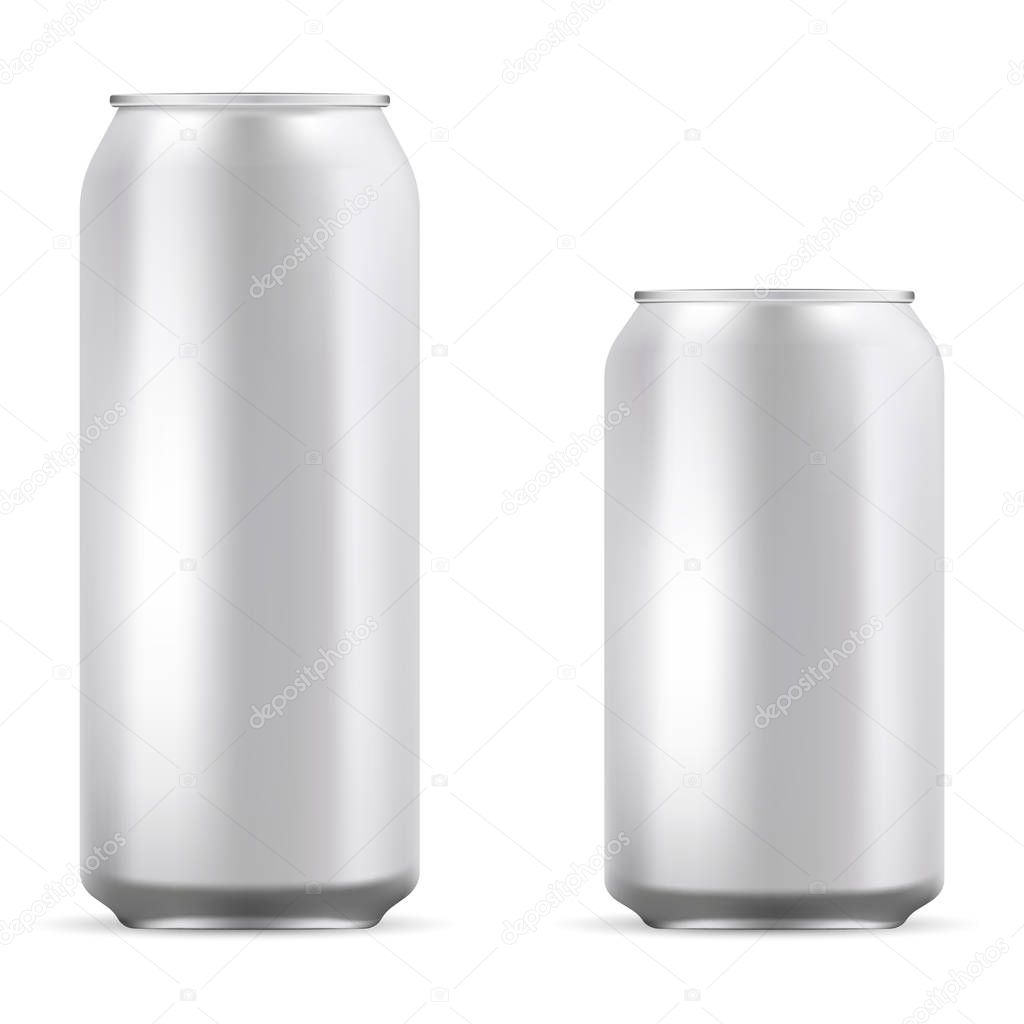 Aluminum cans set mockup for beer, soda, lemonade