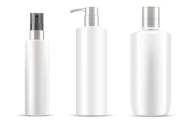 Beyaz renkli kozmetik şişeler. Temiz tasarım