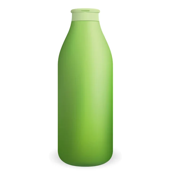 Shampooing cosmétique rond vert ou bouteille de gel douche . — Image vectorielle