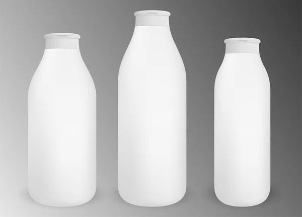 Разные размеры пустые белые круглые бутылки для косметического продукта — стоковый вектор