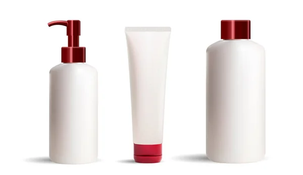 Cosmetische fles, tube mockup. Parel witte pot — Stockvector