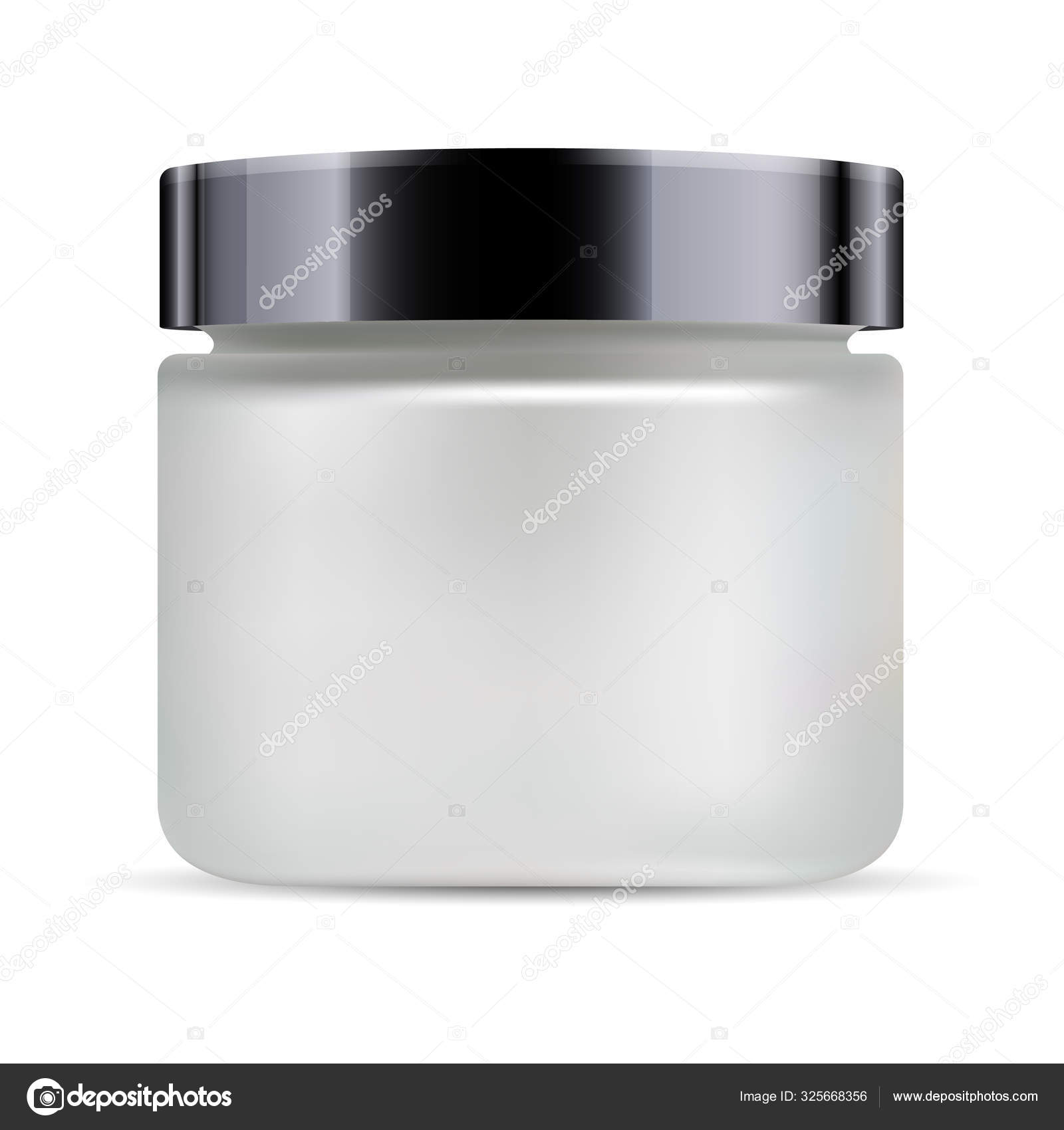 Download Round White Matt Glass Jar Black Glossy Plastic Vector Image By C Sergiibaibak Vector Stock 325668356
