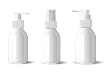 Cam kozmetik şişe sprey pompası seti.