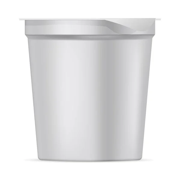 圆圆的白色软垫塑料罐箔盖住酸奶 — 图库矢量图片
