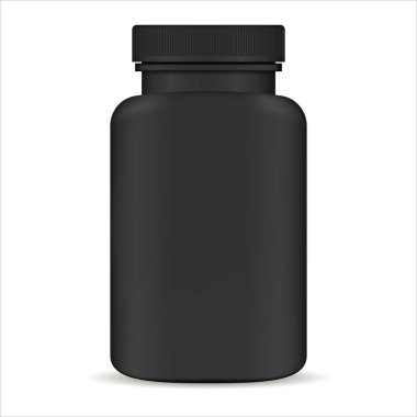 Plastik hap şişesi. Siyah 3d Model Şablonu