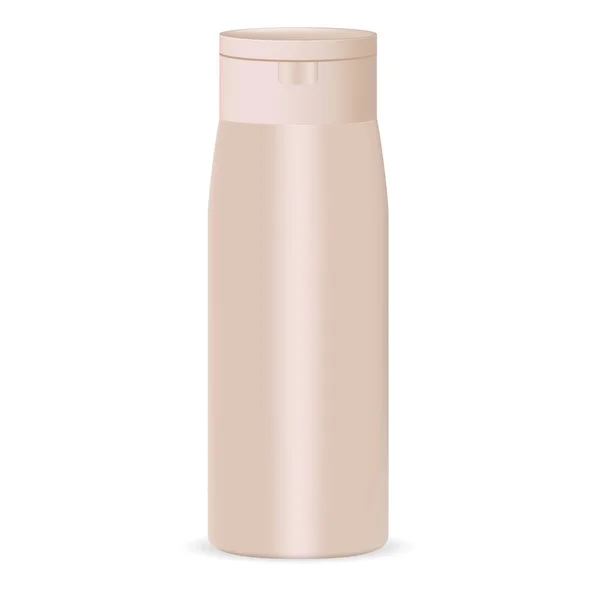 Forma de moda cosméticos botella mockup en crema — Vector de stock