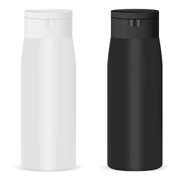 Mockup bottiglia cosmetica. Colore bianco coperchio nero — Vettoriale Stock