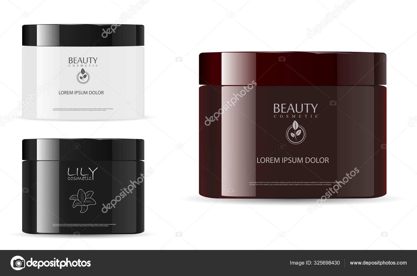 Download Cosmetic Jar Mockup Packaging Black White Brown Vector Image By C Sergiibaibak Vector Stock 325698430
