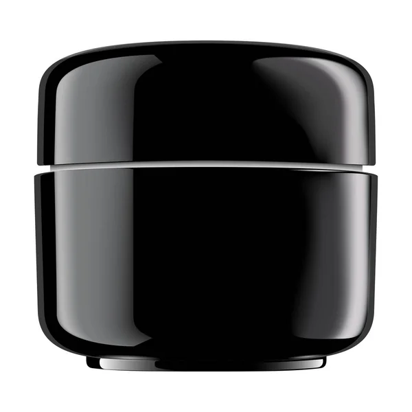 Glas-Attrappe. runde schwarze, glänzende Kunststoffbehälter — Stockvektor