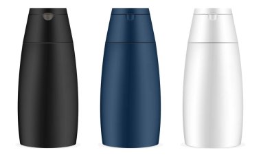 Oval Şampuan Şişeleri Model Paketi. Vektör Ayarları.