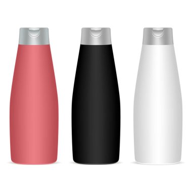 Şampuan Şişe Vektörü Oval Paketi. 3d Model