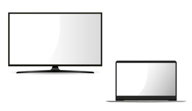Monitör ve Laptop Mockup. Düz Set.