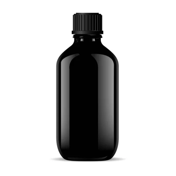 Botella médica de vidrio negro aislada en blanco . — Archivo Imágenes Vectoriales