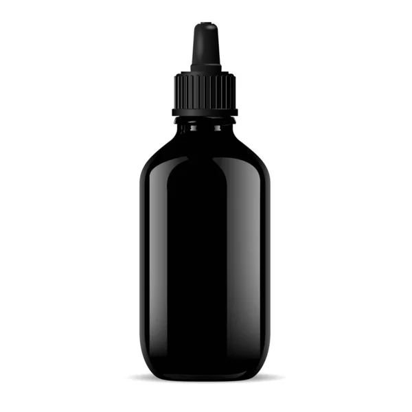 Zwarte druppelaar dop. Medische en cosmetische producten — Stockvector