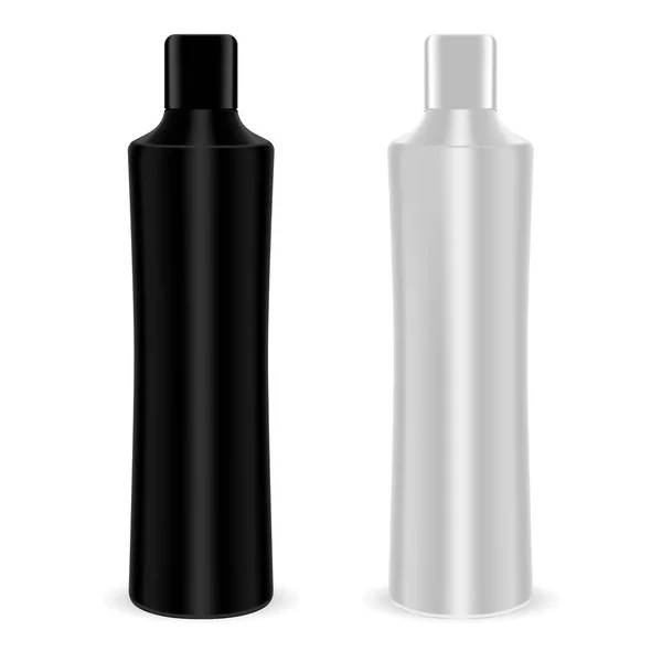 化粧品ボトルパック。黒と銀の容器 — ストックベクタ