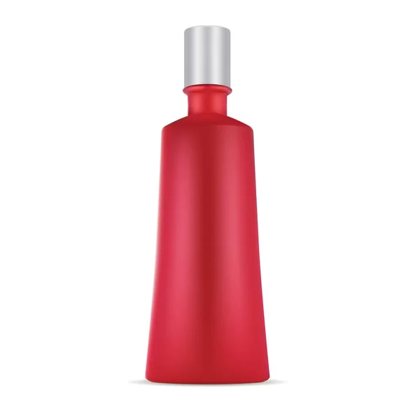 Rote kosmetische Shampooflasche. Vektor-Attrappe. — Stockvektor