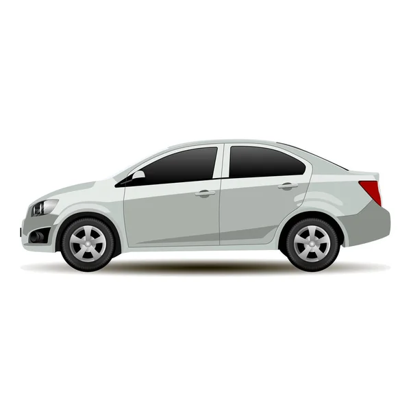 Silver Car Sedan Vista lateral. Vehículo vectorial plano — Vector de stock