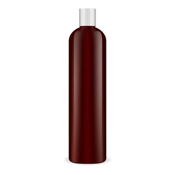 Brown Cosmetic Bottle. Shampoo Container Mockup. — Stock Vector